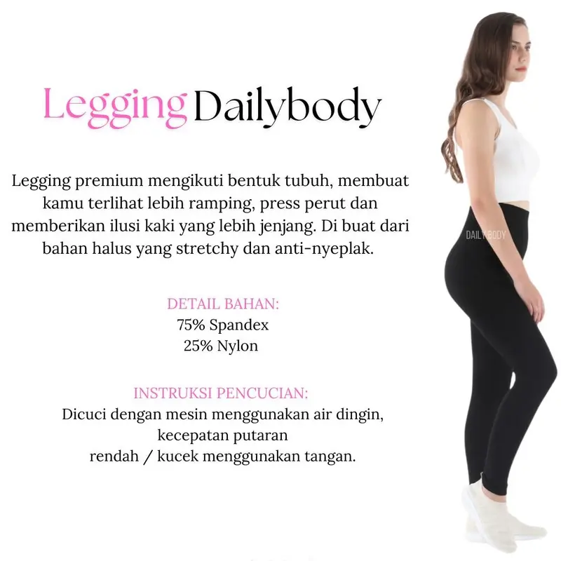 DAILYBODY | Legging Panjang Tebal Premium Seamless High & Anti Jiplak basic celana 5
