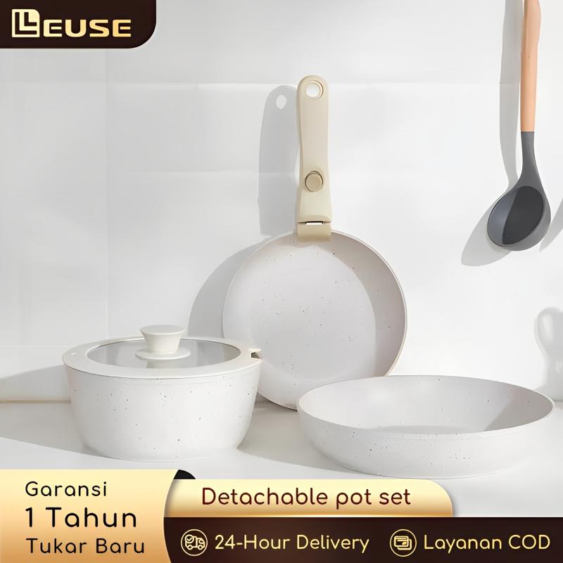【LEUSE】Non-Stick Cookware Set 5-Piece with Removable Handles - TikTok ...