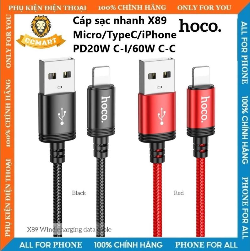  Dây sạc nhanh HOCO X89 sạc nhanh 2.4A dây sạc type-c nightling micro dành cho android ios dây dài 1m. 
