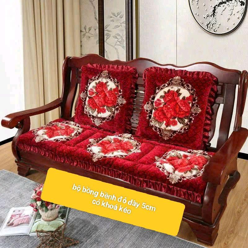 bộ 3 tấm đệm ghế thảm ghế lót ghế hoa hồng bồng bềnh đệm sofa nỉ nhung 1 tấm dài 2 tấm ngắn khan bantet khăn trải dem ghe th ả