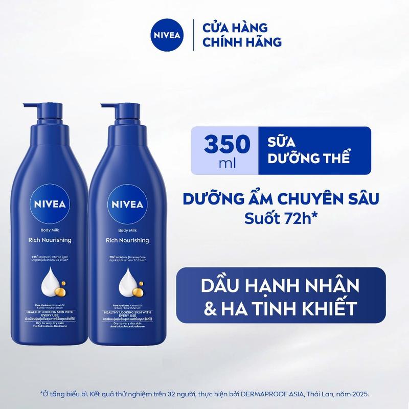 Combo 2 Sữa Dưỡng Thể NIVEA Dưỡng Ẩm Chuyên Sâu 48H | Thấm Nhanh (350 ml) - 99569