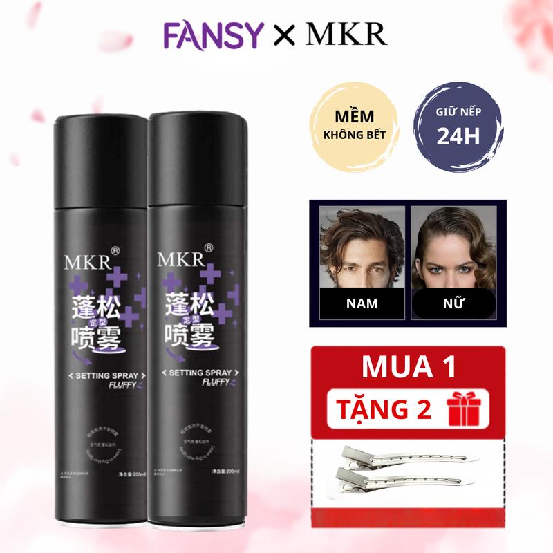 Gôm xịt mềm định hình tóc MKR loại xịn, làm phồng, tạo kiểu tóc và giữ nếp lâu cho cả nam và nữ, dung tích 200ml