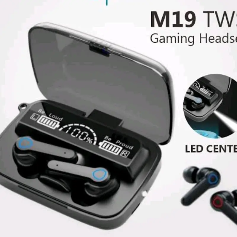 Handsfree Bluetooth TWS M19 Wireless Earphone Blututh V 5.1 Led Display Plus Asesoris Music Hp Mp3 Musik Bass Headset Speaker Spiker Player 3