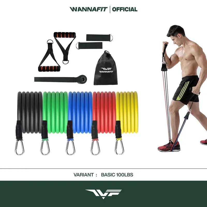 WANNAFIT 11 in Pro Resistance Band Set Stretching Pilates Yoga Fitness  Gym Alat Olahraga Rumah Default