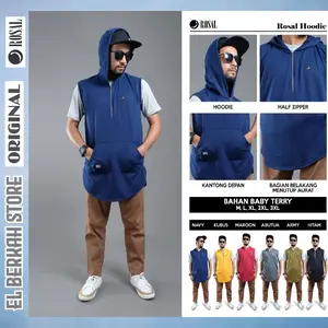 Rosal rompi sholat hoodie bahan kaos tebal lembut tudung Shalat Laki Laki Dewasa Atasan Pria