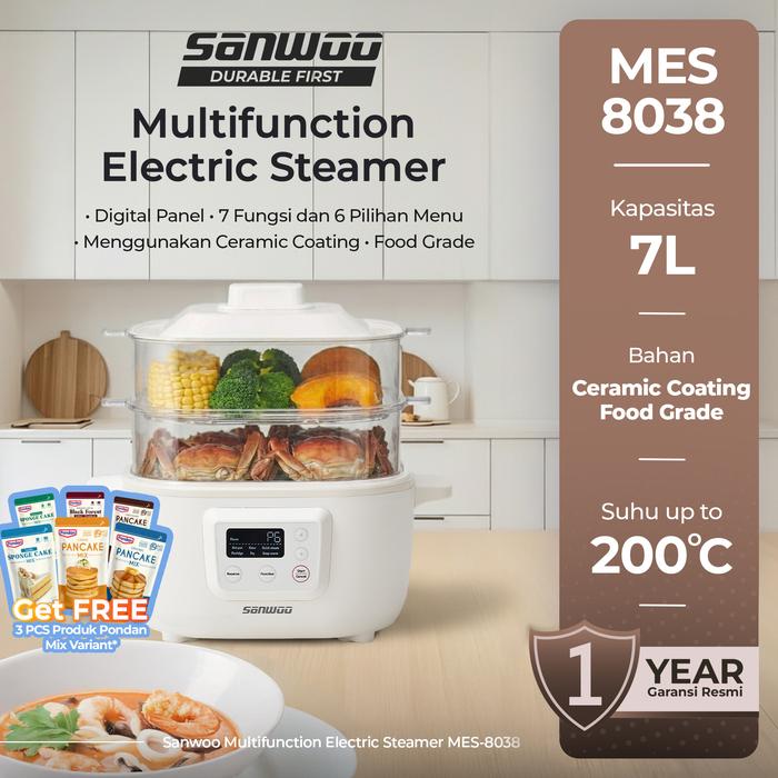 Gambar [FREE GIFT] Sanwoo Multifunction Electric Steamer MES-8038 / Kukusan Stainless Serbaguna dari Sanwoo Electronics Kota Administrasi Jakarta Utara Tokopedia