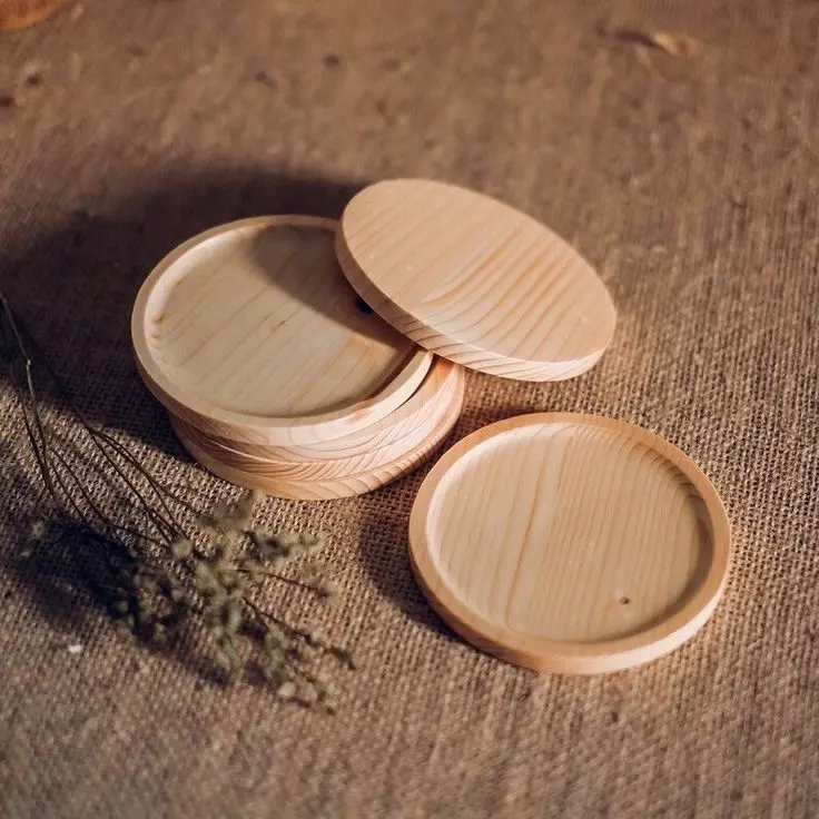 tatakan gelas / woodencoaster / tatakan gelas bulat 9-10cm / alas gelas aestetik / tatakan gelas kayu jati belanda