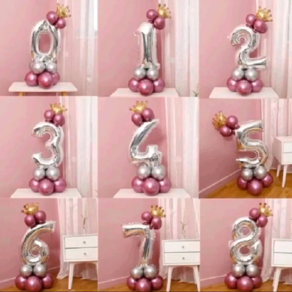 Balon Angka Warna Silver Ukuran Jumbo 80 Cm untuk Dekorasi
