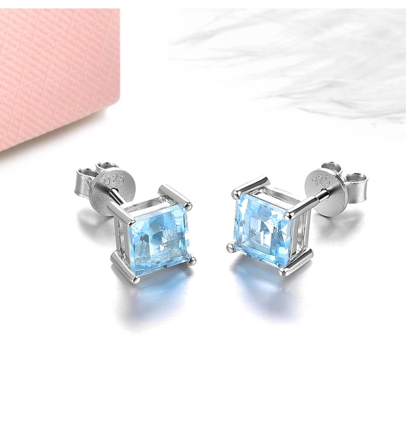 Product Introduction of Natural Sky Blue Topaz Sterling Silver Stud Earring 2.8 Carats Genuine Topaz Daily Fine Jewelry Style S925 Gifts for Women 2