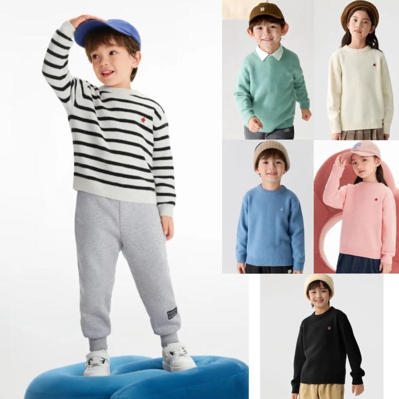 Áo Len Trẻ Em Balabala, Áo Chui Đầu Dệt Kim Mùa Xuân, Unisex, Thích Hợp Cho Bé Trai Và Bé Gái, Áo Lớp, Mềm Mại Và Thoải Mái, Thiết Yếu Cho Mùa Hè, 2025