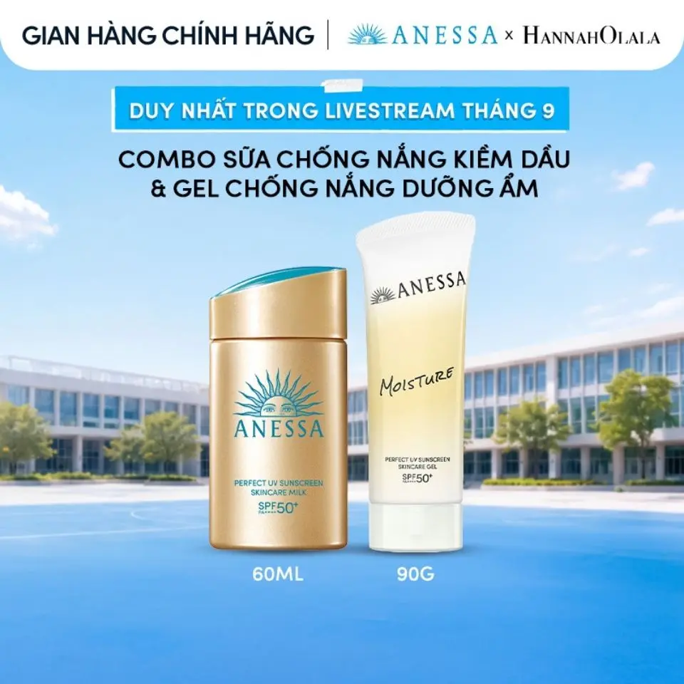 Combo Sữa chống nắng dưỡng da kiềm dầu bảo vệ hoàn hảo Anessa Gold Milk SPF50+ PA++++ 60mlx2
