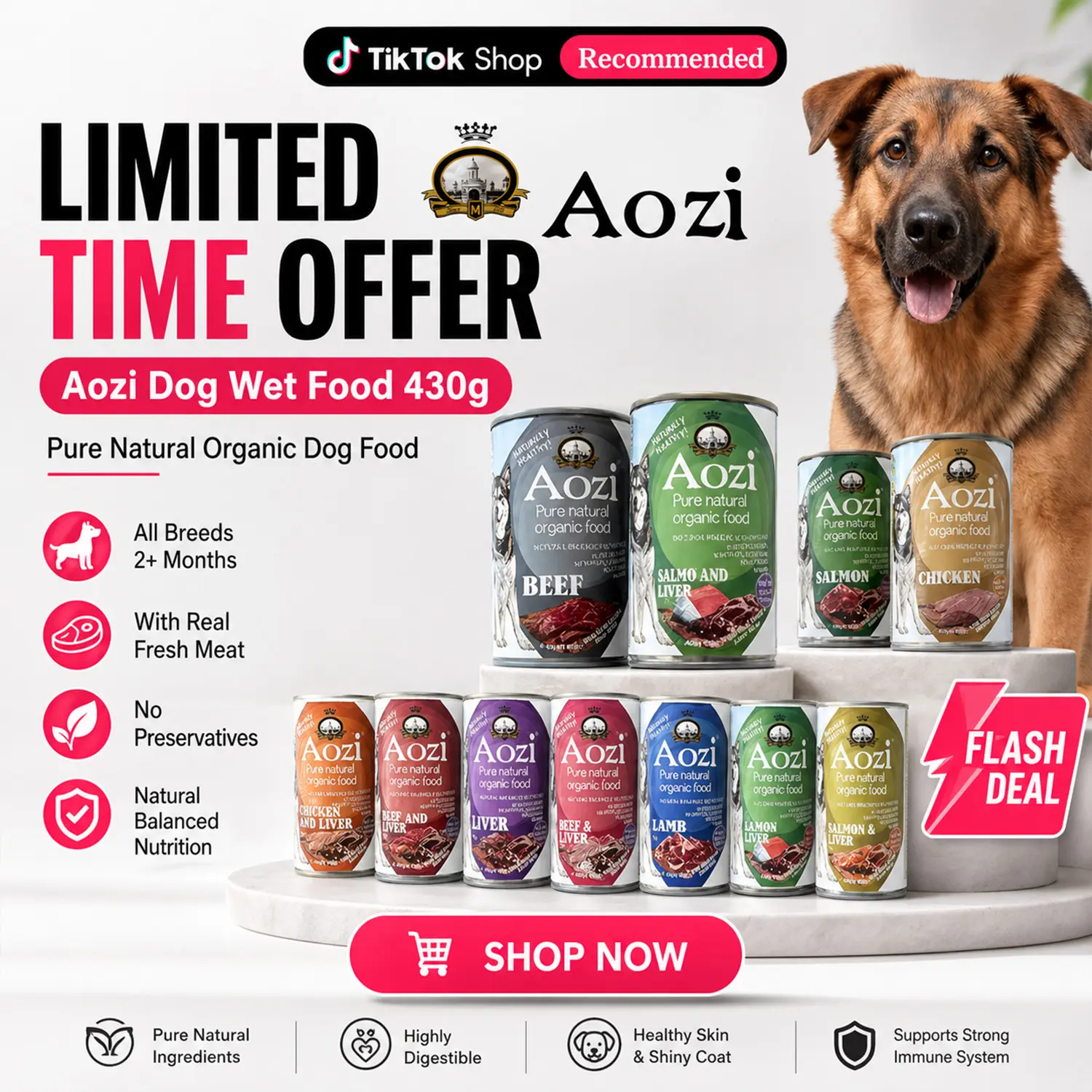 Aozi Dog Can Wet Food 430g complete nutrition puppy adult dog food beef  lamb chicken salmon