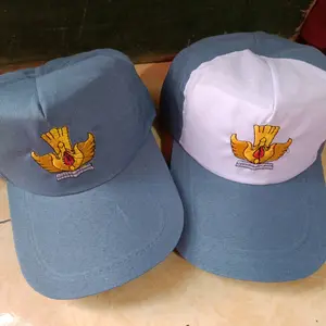 Topi sekolah SMA abu abu/abu putih depan bordir belakang menggunakan karet Elegan