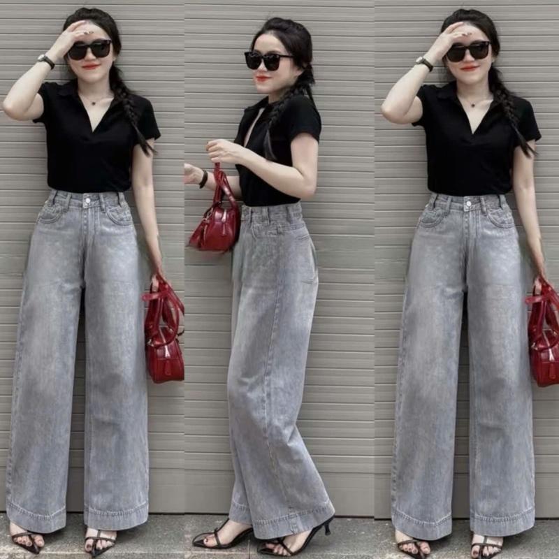 ĐỘC QUYỀN LIVE-9 MÀU HOT XS-XL Jean Suông Trơn Cạp Cao Bagic Dễ Phối Đồ Jean Mềm Che Khuyết Điểm