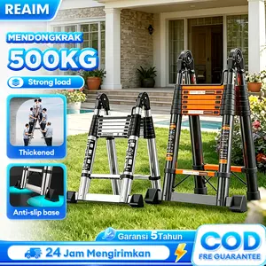 【Daya Tahan Beban Sangat Kuat】Tangga lipat teleskopik multifungsi 1.7/2.1/2.5/2.9 juta Portabel Tanggateleskopik tanpa siku Tangga lipat berbahanpaduan aluminium tangga portable tangga lipat teleskopik
