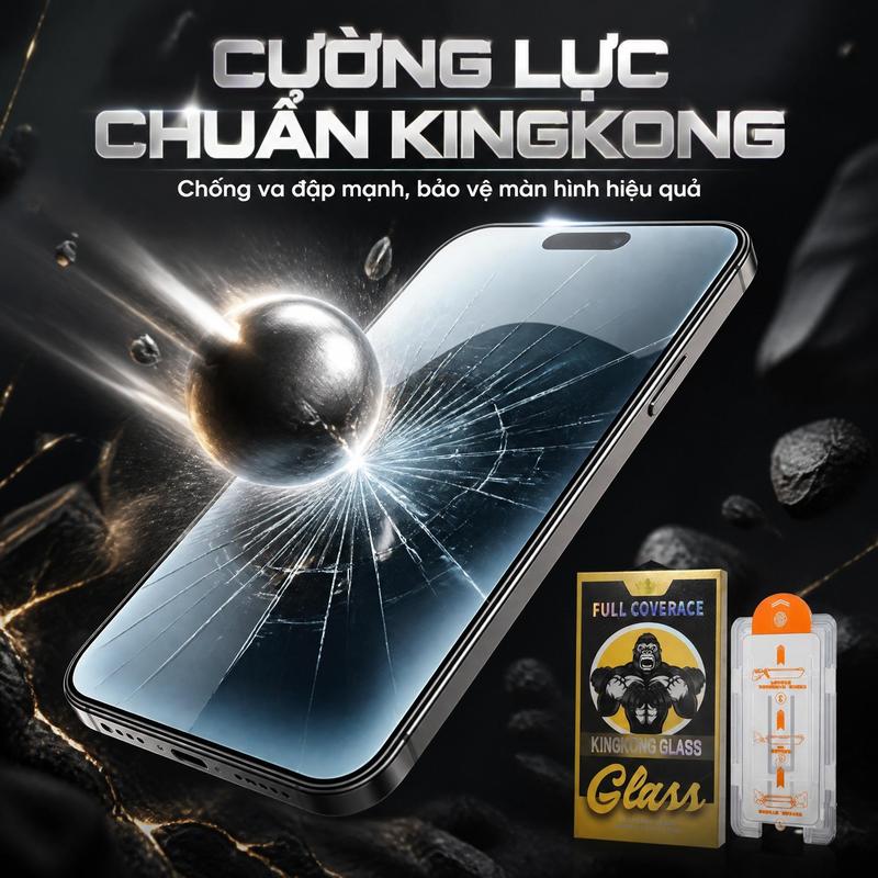 Miếng dán kính cường lực cứng cao cấp chống va đập cho iPhone.KING KONG Miếng…