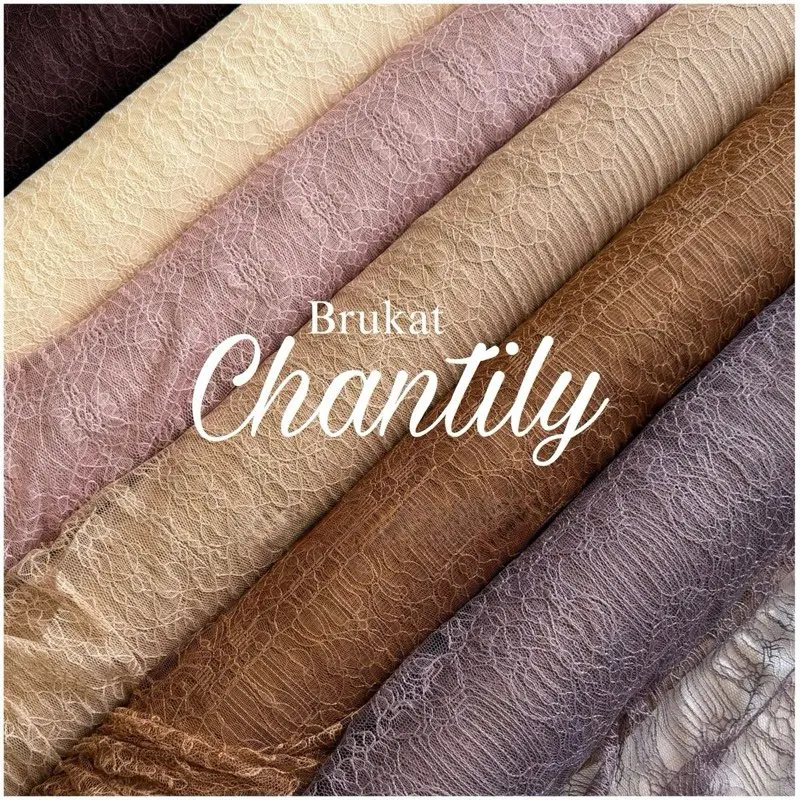 Kain Brokat Chantily Premium Kain Tile Brokat untuk Dress dan Kebaya Polos Harga Setengah Meter Wanita Panjang Rompi