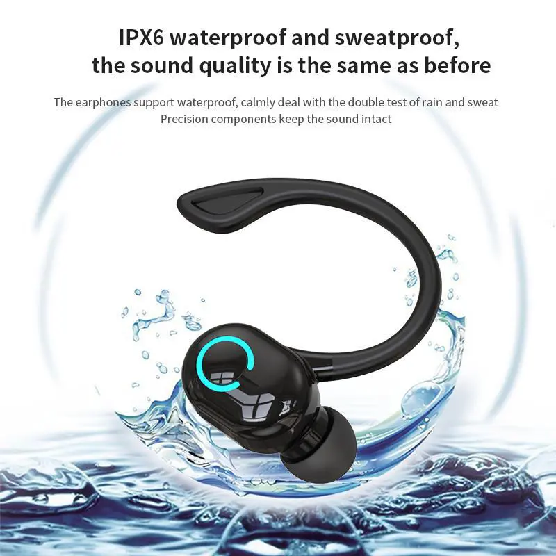 Earphone Bluetooth Nirkabel Dengan MIK Ear-Hook Handsfree Dalam Telinga Earphone Portabel Stereo Mini Nirkabel Musik Bass Berat Olahraga Suara 【Headset Tunggal】 8
