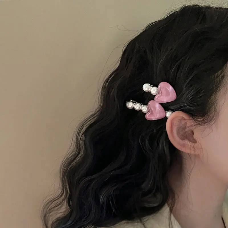Sweet pearl heart shaped hairpin for girl princess style hair ornament