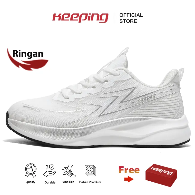 Keeping Sepatu Sneakers Pria Putih Sepatu Olahraga Lari Cowok Running Shoes Sekolah Kerja Ready Stock Sport Outdoor KSL313