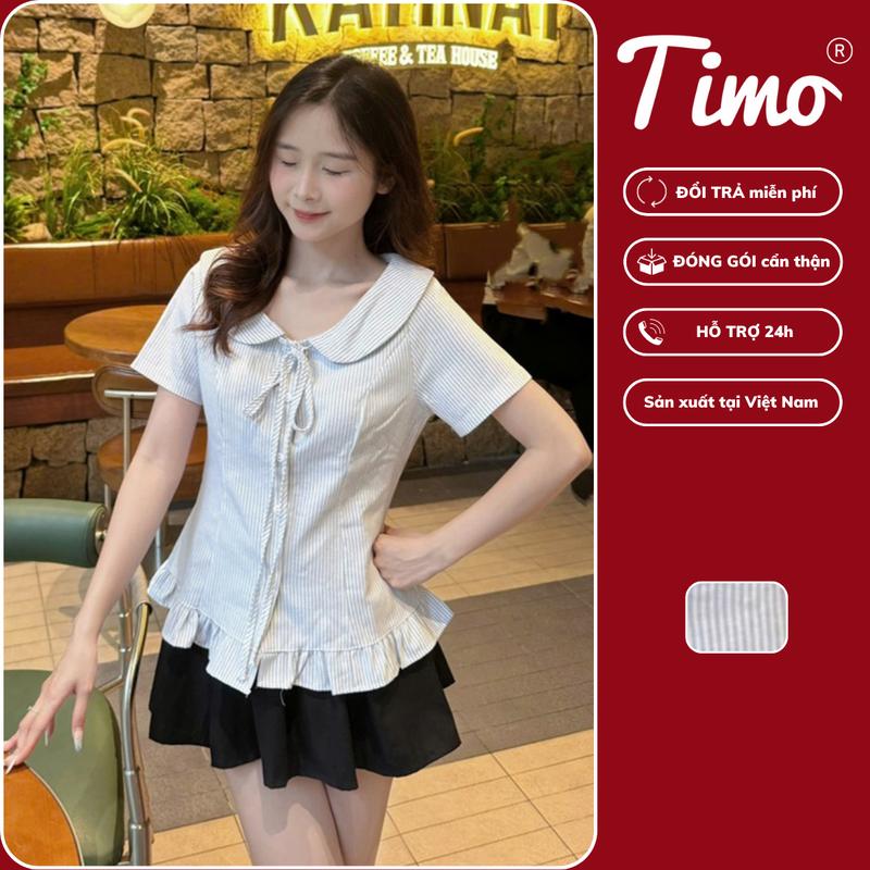 [DEAL SỐC] - Áo sơ mi cổ sen, Áo sơ mi buộc nơ ngắn tay, Áo sơ mi ngắn tay phối bèo cực kì thanh lịch - Mặc đi học, đi làm, đi chơi đều xinh - AOT050
