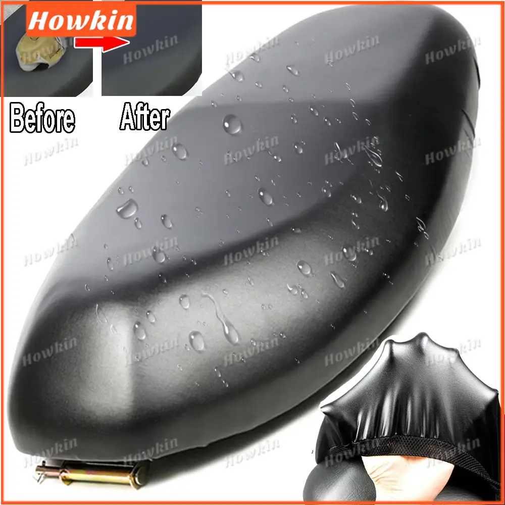 Universal Motorcycle Leather Seat Cover Trimmable Waterproof Elastic Seats