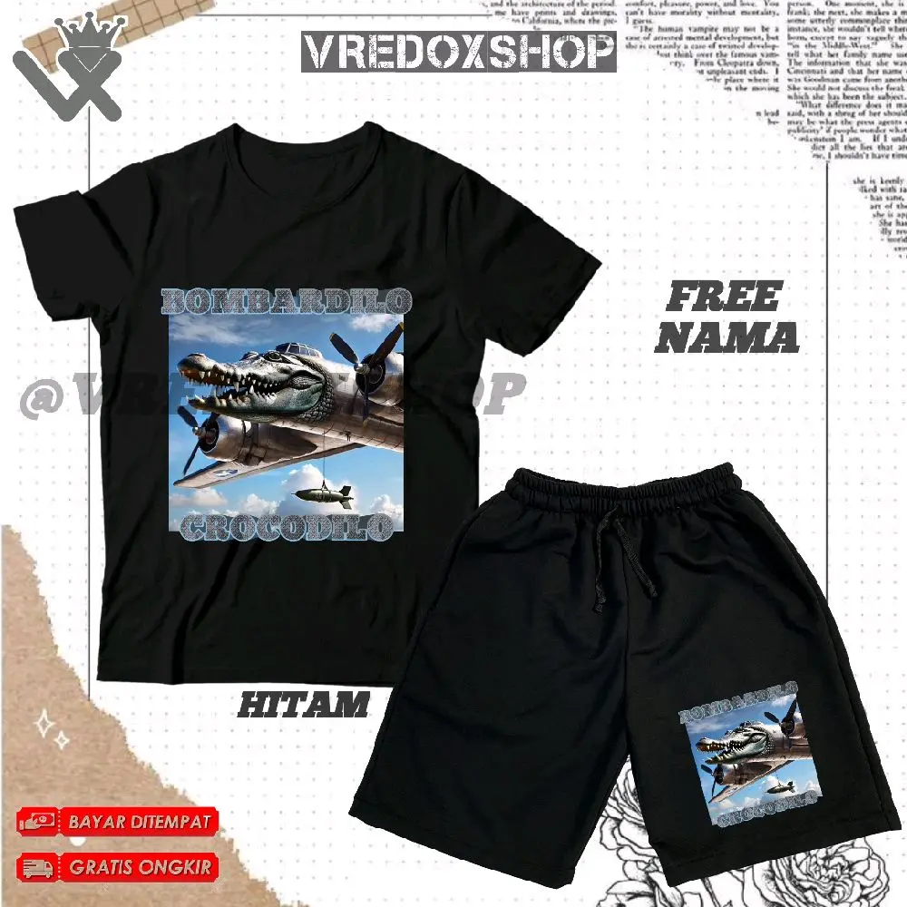 (BISA COD) Setelan Kaos Celana Pendek Anak Motif Anomali Bombardilo Crocodilo/ Set Baju dan Celana Pendek Motif Bombardilo Crocodilo/ T-shirt Kids Pakaian Fashion Anak untuk Laki-laki dan Perempuan Usia 3-12 Tahun/ distro