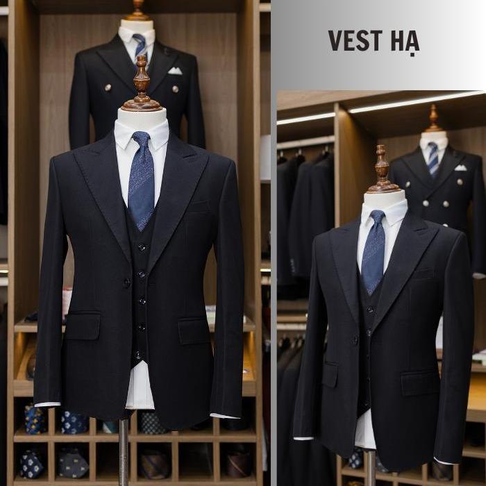 Bộ vest nam 1 cúc màu đen cao cấp, dáng đứng, hàng 2 lớp bên trong có lớp lót mềm - Áo, Menswear, Quần