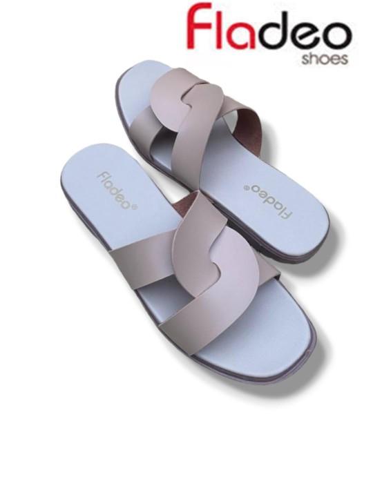 Product Introduction of Sandal Slop Wanita Silang triple Terbaru Hak Datar 1 cm Kulit Sintesis/sandal flat wanita kekinian 12
