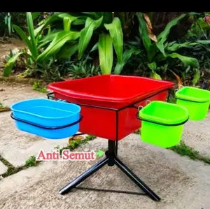 Stand Tempat Makan Murai Minimalis baskom kotak  T:30cm dengan Warna Cerah dan Desain Modern