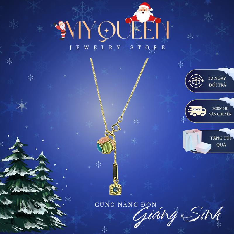 Dây chuyền MẮT MÈO CẦU VÒNG 2 KIỂU ĐEO dây chuyền tinh tế trẻ trung sang trọng chất liệu mạ vàng phụ kiện trang sức nữ