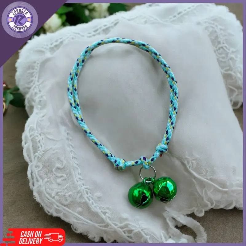 Grosir kalung kucing anti kutu dan jamur bahan prusik halus ringan di pakai bell nyaring 2 lonceng cocok untuk kitten dan junior 4