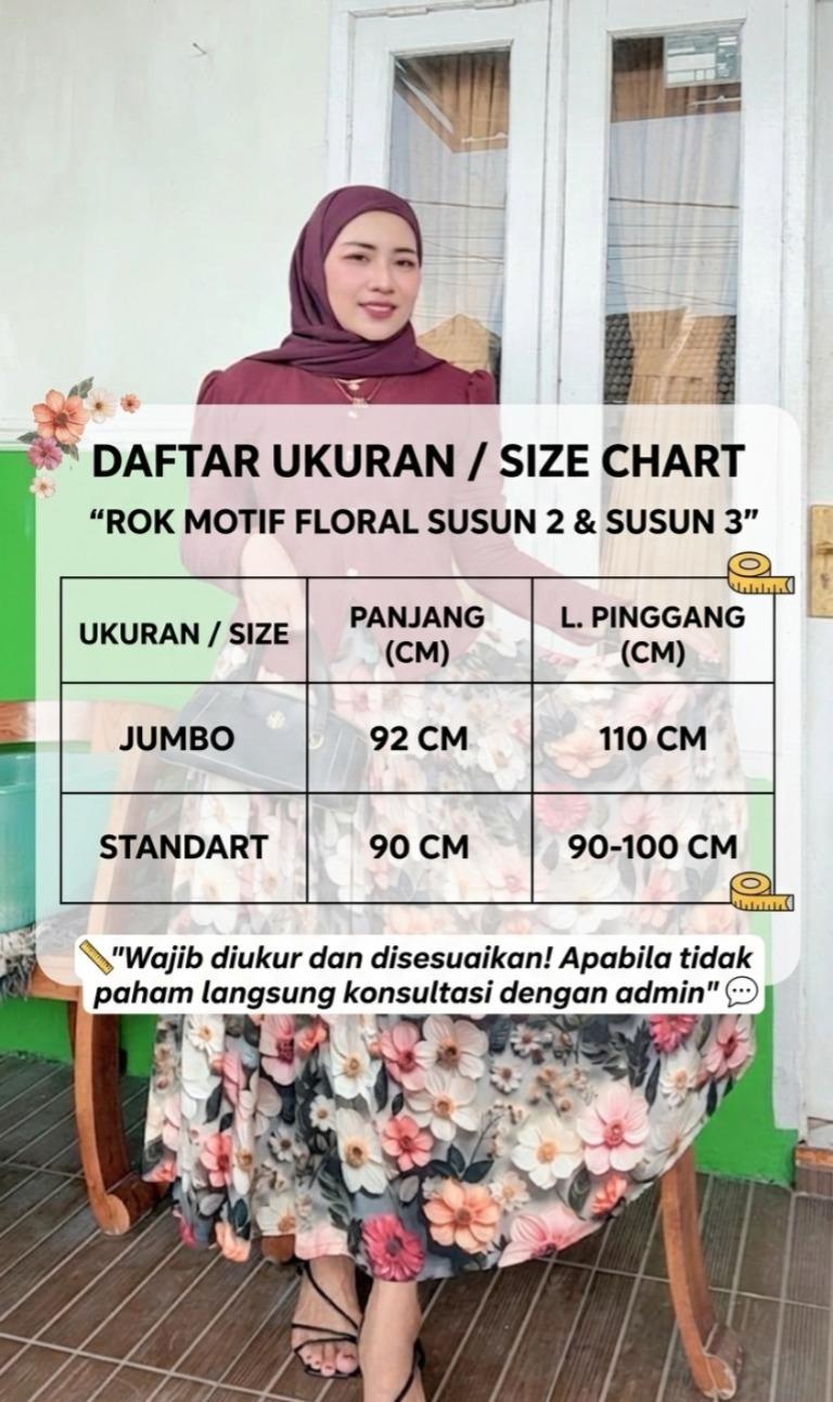AG X mamarushop Rok Floral Susun 2 Motif Bunga Bahan Rayon Mayung Lebar 300 cm Rok Bunga Panjang Adem Flowly Korean Skirt