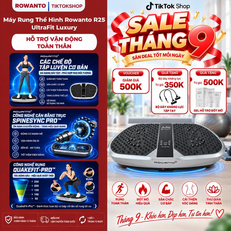 ROWANTO R25 Luxury Máy Rung Toàn Thân Cao Cấp - Máy Tập Thể Dục Tại Nhà - Máy…