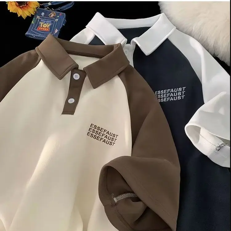 Kaos Polo ESSEFAUST Big Size (S--6XL) Cowok Cewek Unisex Pria Baju Distro Wanita Pendek Abu Kain Keren Katun Motif Bordir Panjang T-Shirt  Navy Hitam Sablon 2