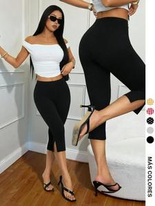 Pantalones capri de mujer con abertura lateral, tendencia para primavera/verano, ideales para citas y viajes por compras