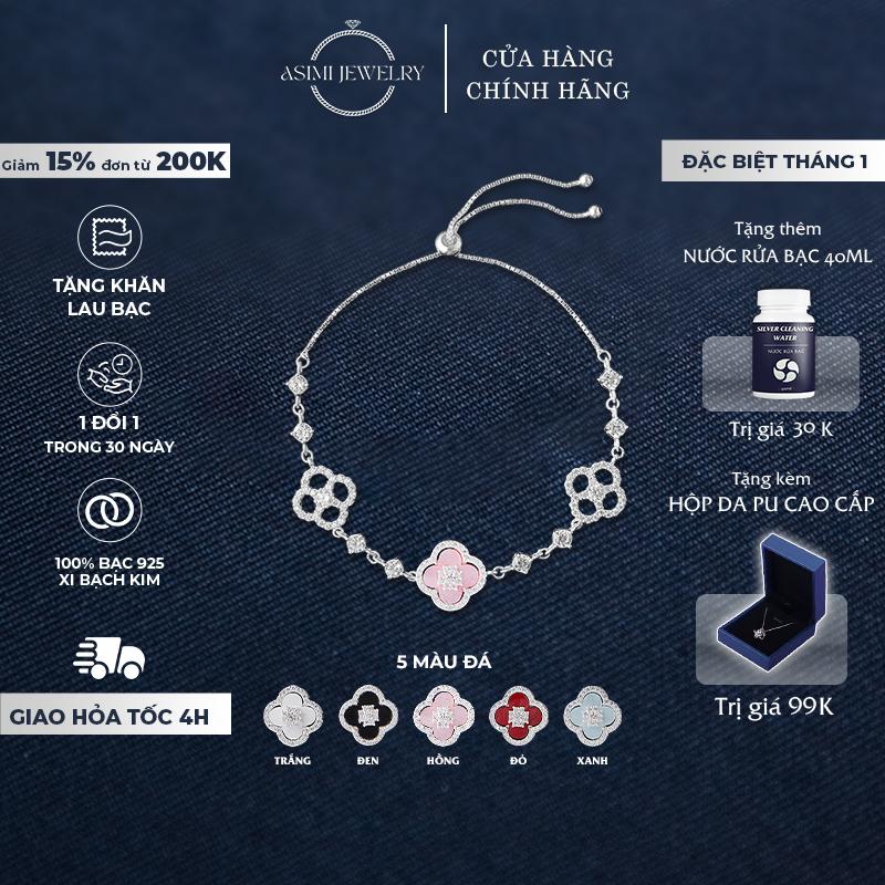 Lắc tay nữ bạc Ý S925 Cỏ Đa Sắc Asimi lắc tay bạc nữ cá tính bí ẩn Geisha Bloom LT45