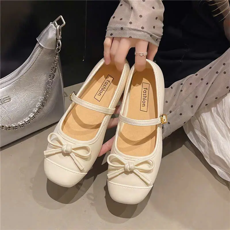 [XẢ KHO][CHÂN TO TĂNG 1 SIZE] Giày búp bê họa tiết nơ,chất liệu CAO SU giày ballet đế bệt size từ 36-41- 613