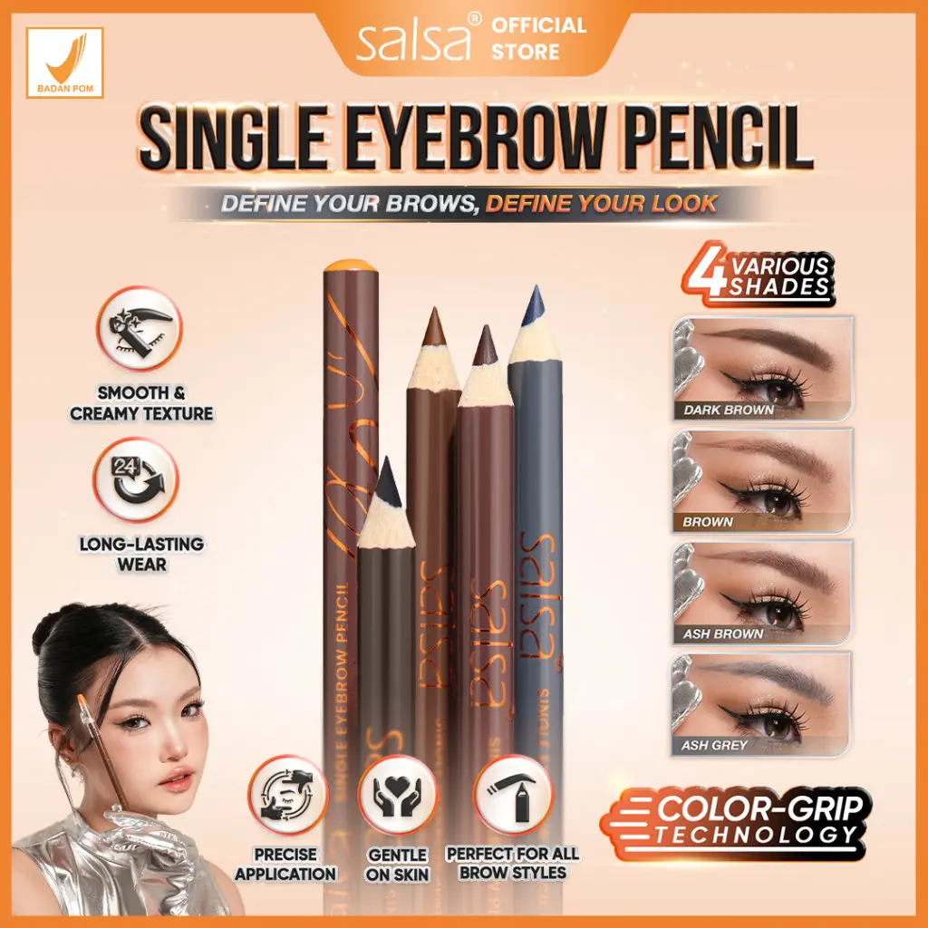 SALSA Single Eyebrow Pencil 1gr - Pensil Alis Tekstur Creamy | Pensil Alis Waterproof