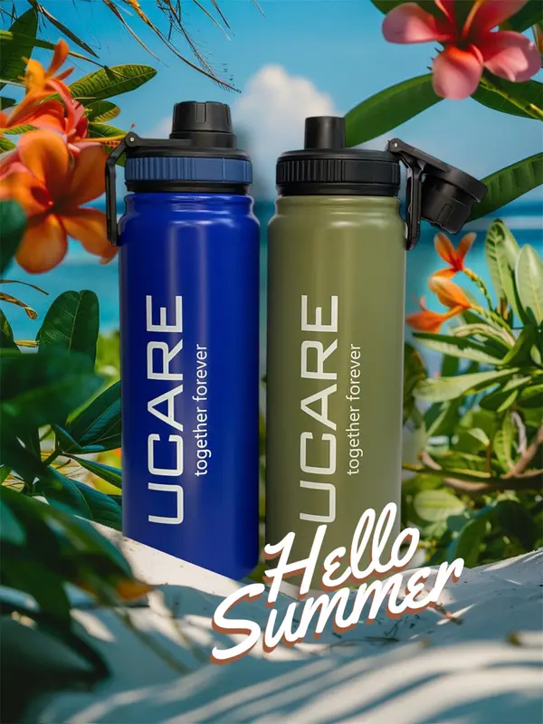 Bình giữ nhiệt Ucare 800ml , bình nước giữ nhiệt nóng lạnh đến 6 tiếng, có nắp vặn và quai cầm tiện lợi, Inox cao cấp an toàn không rỉ, tặng kèm quà hấp dẫn 2