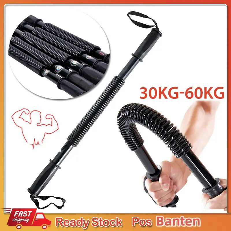 VENCHY Power Twister 20 KG - 60 KG Alat Olahraga Dirumah Olahraga Power Bender Untuk Pembentuk Otot Lengan Perut Dan Dada Alat Fitnes Simpel Outdoor Spring Exercise Bend Flex Bar Chest Arm Bicep Strength Training Builder Strengthener Blaster Gym Tangan