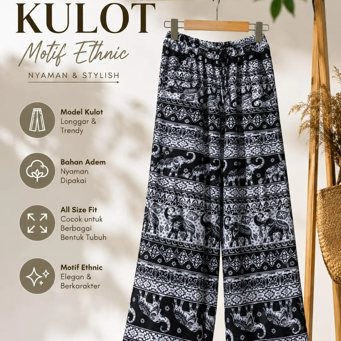Celana Panjang Motif Gajah Unisex | Rayon Adem | Pinggang Karet | Celana Santai Harian