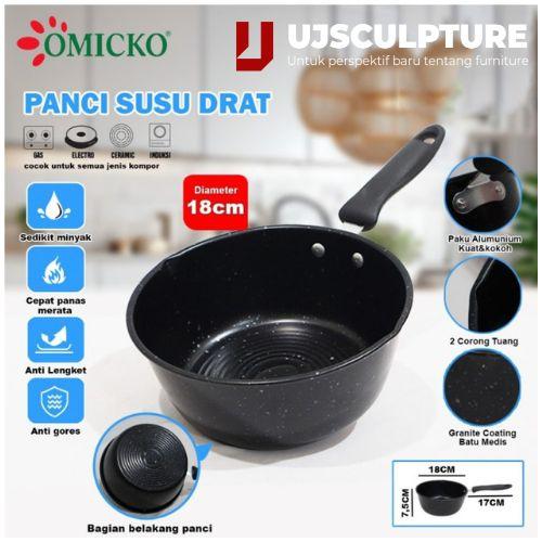 PROMO Panci Susu Rebus Coating Batu Medis Milk Pot Sauce Pan Anti Lengket 18CM Gagang Panjang / Anti Lengke 1