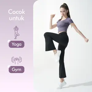 [Hapigogo] Celana Cutbray Wanita Yoga Celana Olahraga Wanita Legging Sport Pants Cutbray Wanita Celana Outdoor training Cutbray Wanita