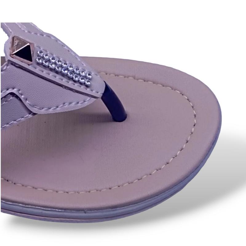Sandal canvil wanita japit hak datar 2 cm - 3 cm sendal sandal Cewek 4