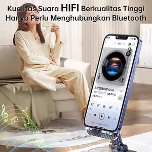 Stand Holder 3in1 Speaker Bluetooth Wireless Powerbank Portable HD Hifi Stereo Audio with Dudukan Stand Holder HP Tablet Call Microphone