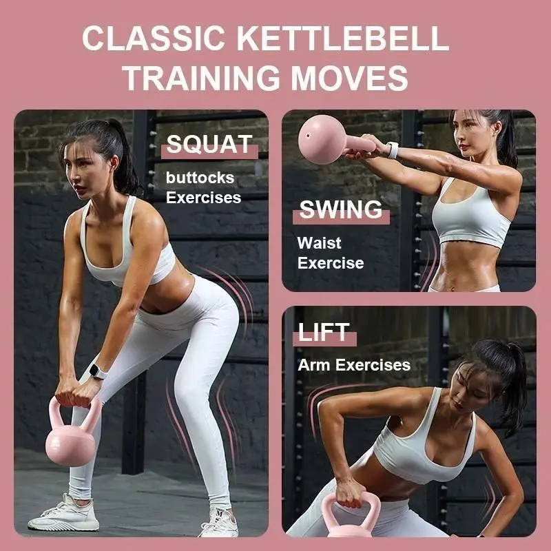 {MR-LINQM}Peralatan Kebugaran Canggih, Kettlebell Latihan Kekuatan, Kettlebell Lembut Wanita Pria Angkat Berat SportsGrip Otot 7