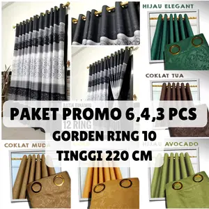 PAKET HEMAT 6 PCS GORDEN JENDELA DAN PINTU MINIMALIS AESTHETIC SMOKRING 10 LUBANG