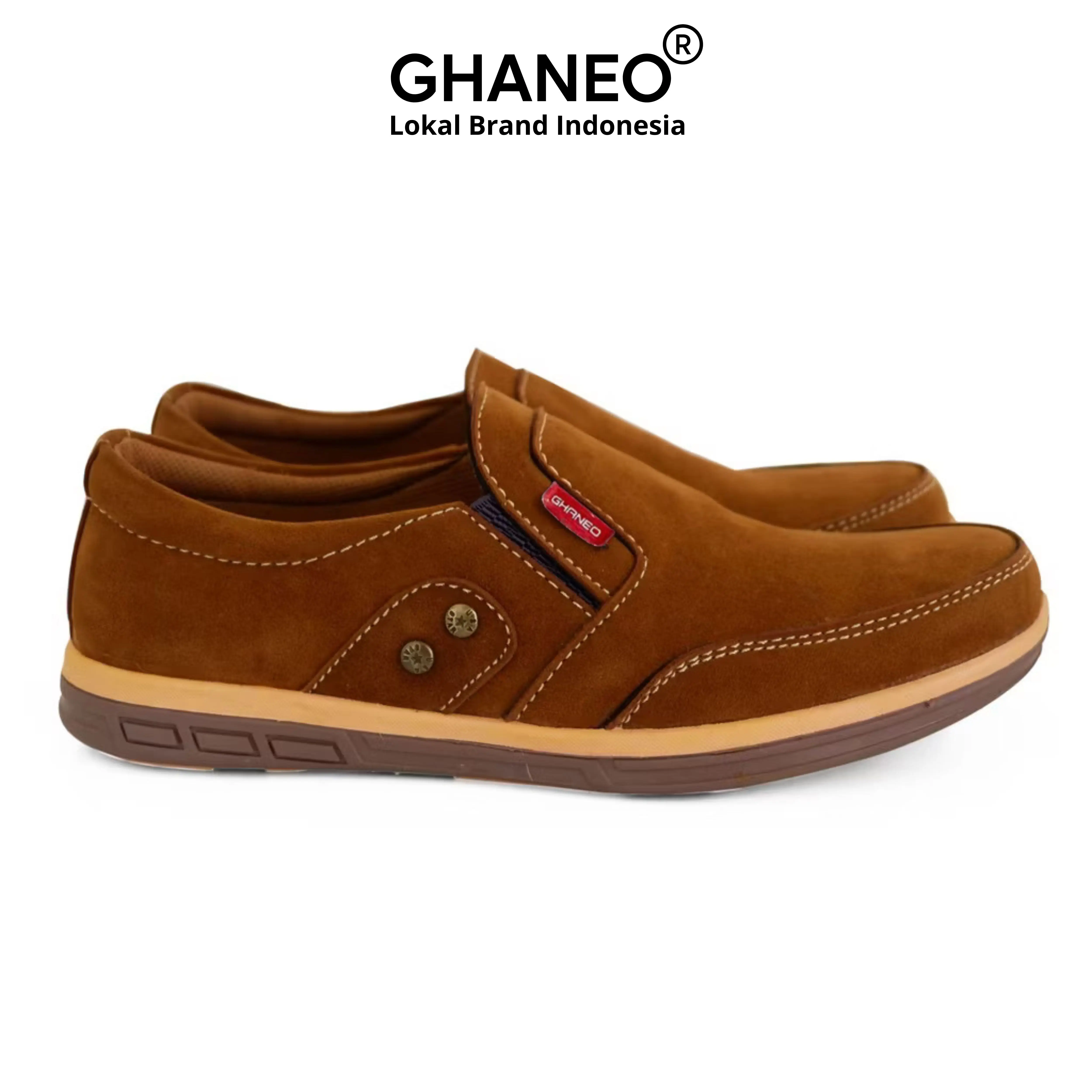 Ghaneo - Sepatu Pria Slip On Flat Kasual Kerja Bahan Kulit Suede Size 39-43 G 01 Shoes