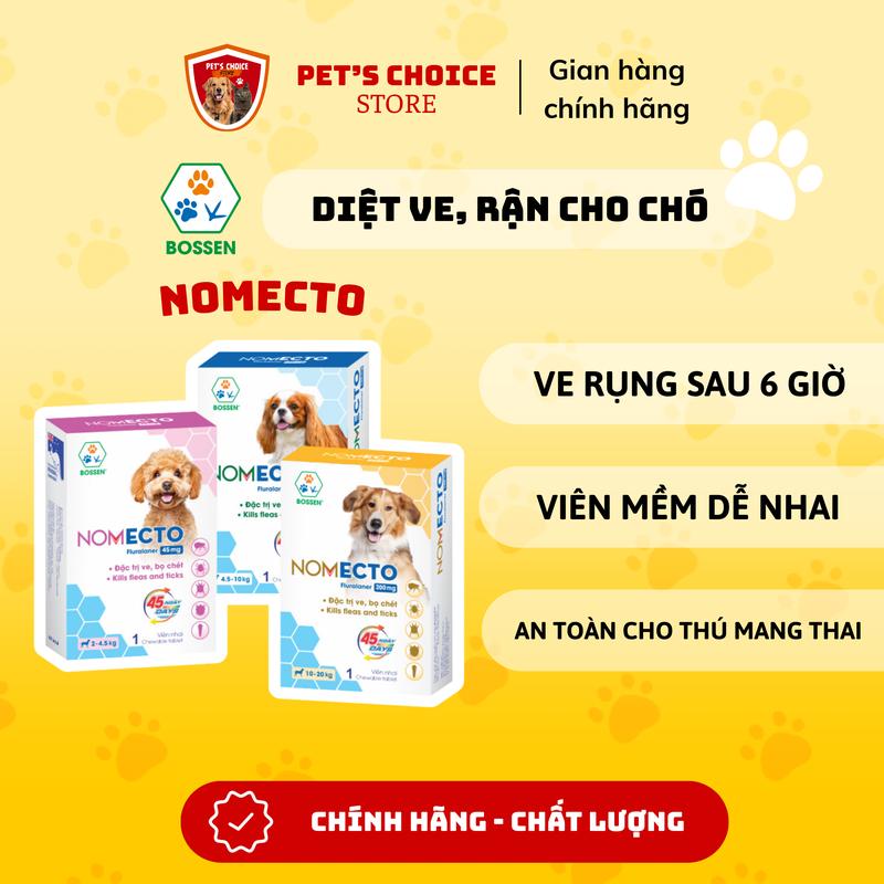 BOSSEN NOMECTO - Viên nhai mềm Giảm Ve Rận Bọ Chét Ghẻ Viêm da DEMODEX Cho Chó 2-20kg Dễ Ăn Tác dụng nhanh Kéo dài